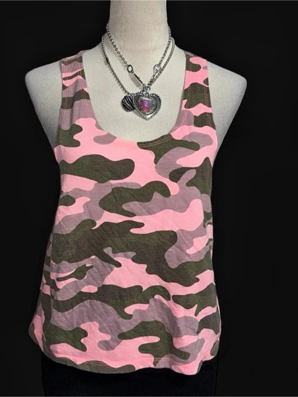 Pink Victoria'Small Secret Camo Tank Top in Pink & Green Size Small